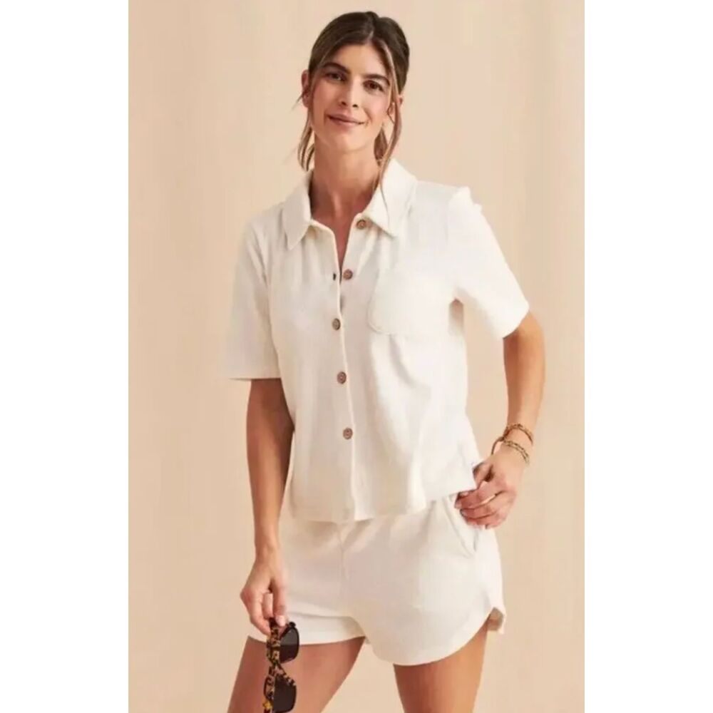 FAHERTY Surfs Up Polo Terry Towel Shirt Sz. L